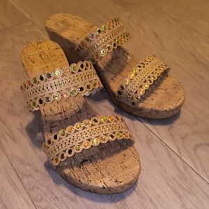 Kenzie Jadie Cork Wedge Sandal